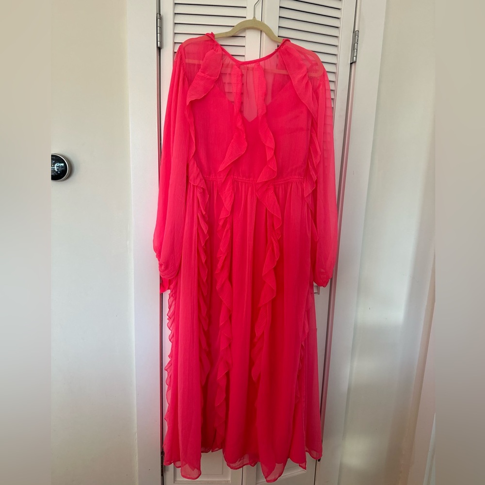 asos high next frilly maxi dress hot pink size 6